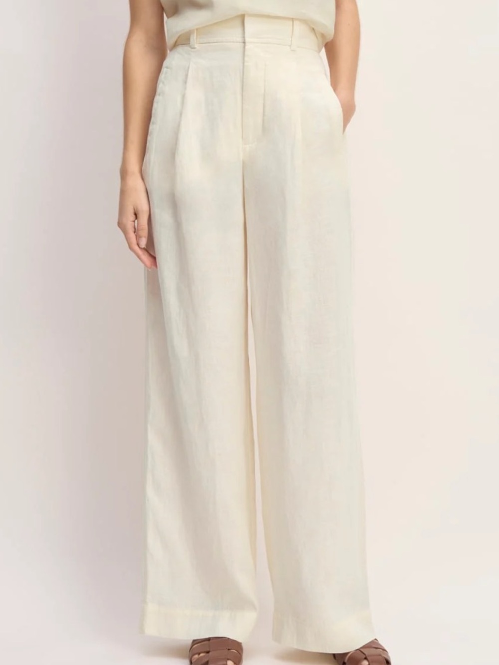 Everlane Cream Wide-Leg Linen Pants - Picture 2 of 10
